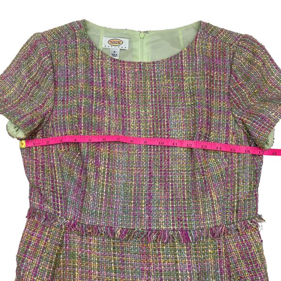 Talbots Womens Vintage Pink Preppy Tweed Silk Blend Shift Office Dress Sz 8P - Picture 10 of 12